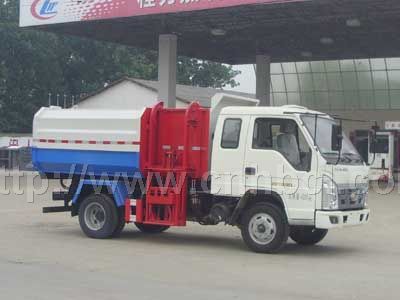 國(guó)四福田時(shí)代側(cè)裝掛桶式垃圾車(chē)